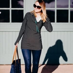 Betabrand Black and White Polka Dot Tunic